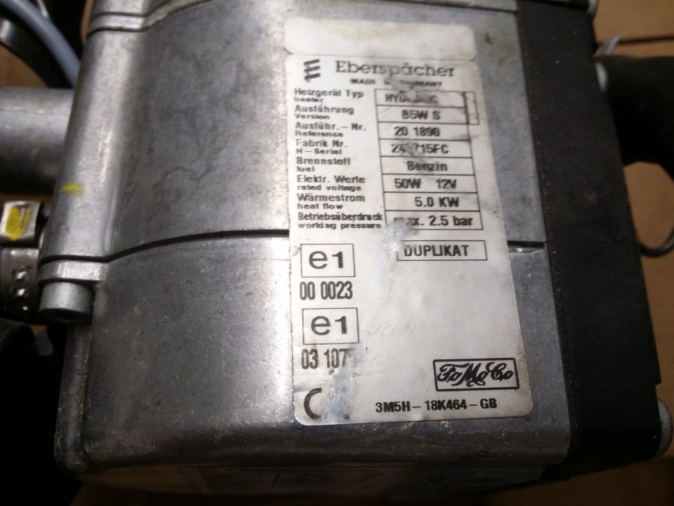 Оригинальный жидкостный отопитель Hydronic B5WS (блок упр. 225204004005) на  Ford